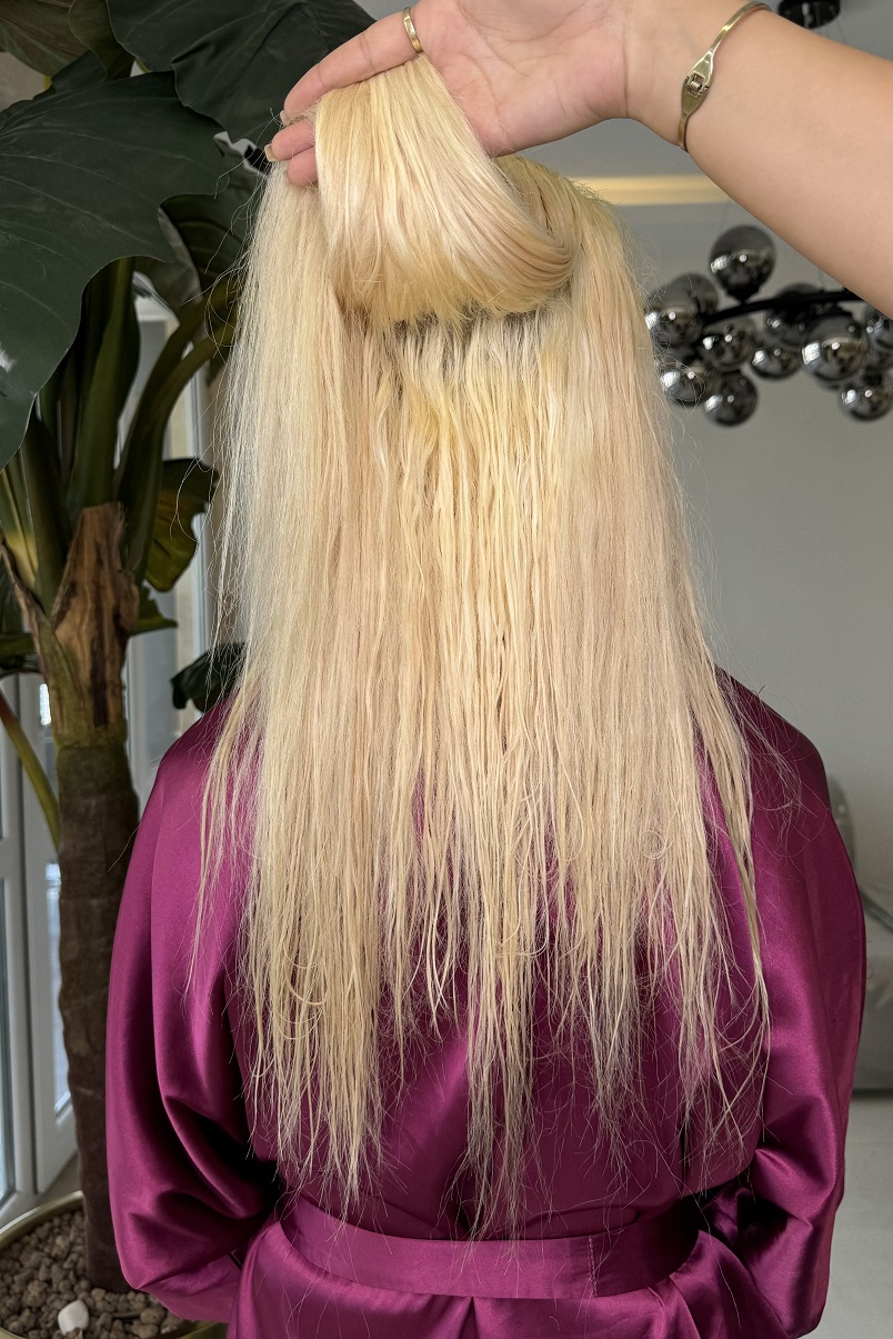 قبل از کراتینه - موی رنگ‌شده